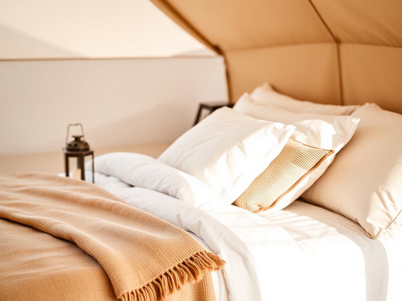 Queen bed dressed in white linen