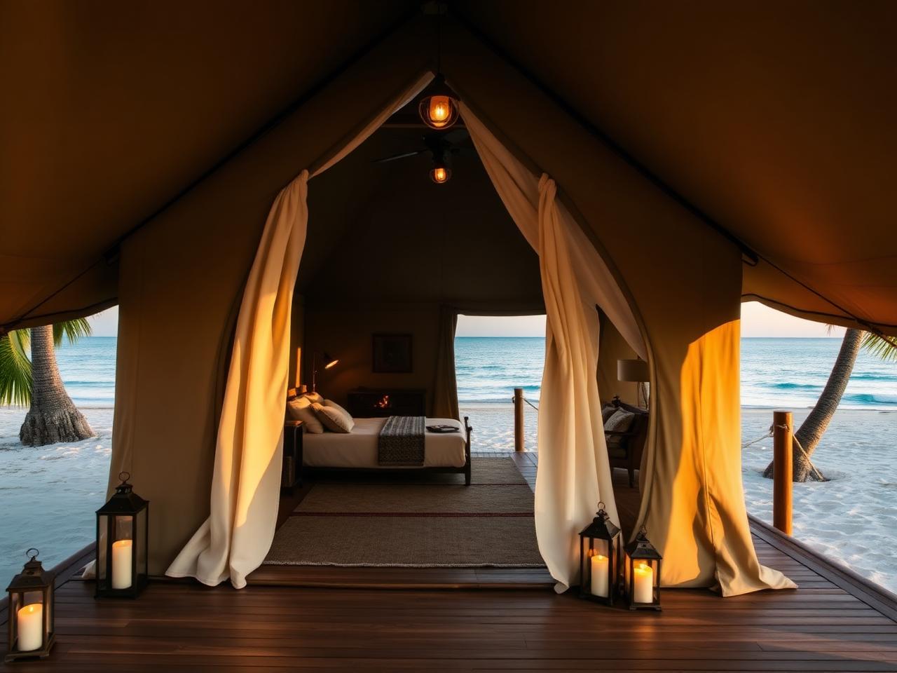 Eco Escape Tent — Eco Escape Tent entrance at golden hour